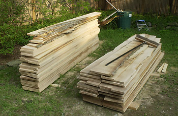 temporary stack of lumber